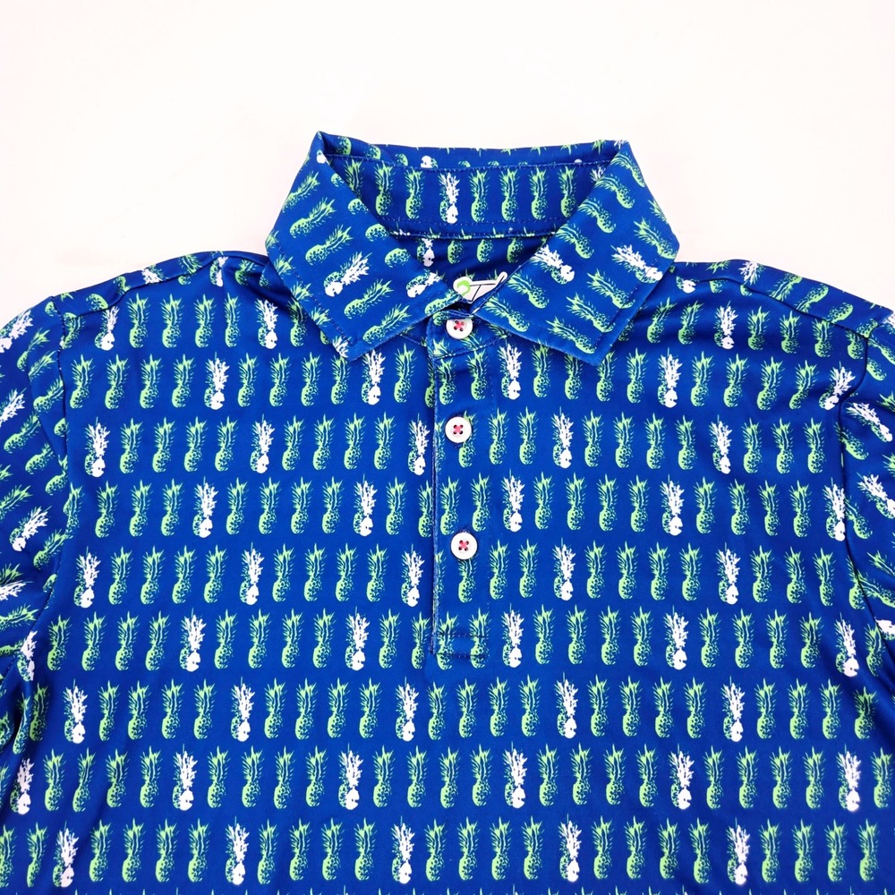 Tailorbyrd Boys Blue Pineapple Performance Shirt M 10/12 NWOT Preppy Coastal